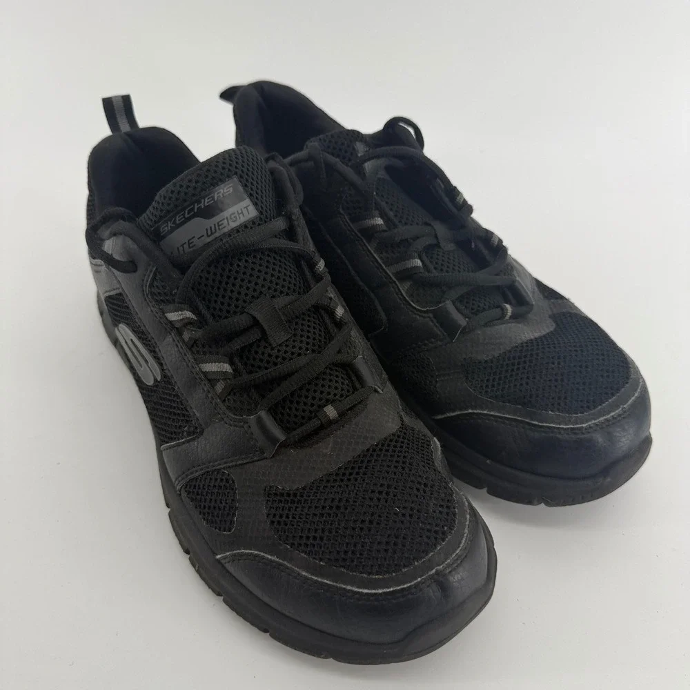 Skechers Lite-Weight Mens Black Athletic Training Walking Shoes 58848WR Size 10